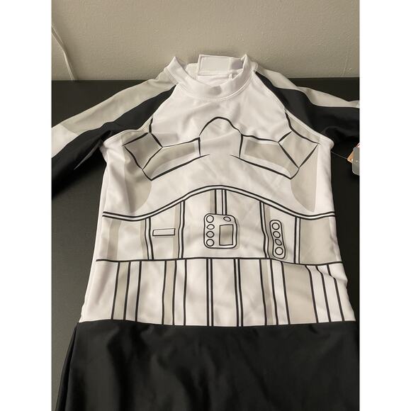 NWT Stormtrooper Swimsuit Star Wars M Disney Rash Guard Adaptive White Black - Picture 2 of 9